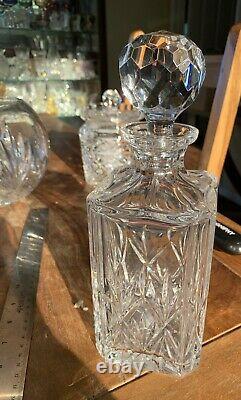 Vintage Tiffany & Co Crystal Whiskey Decanter 9.5 Tall Square Deep Cut Design