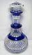 Vintage Val St Lambert Cobalt Blue Cased Cut To Clear Crystal Decanter Bottle