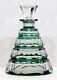 Vintage Val St Lambert Crystal Emerald Green Cut To Clear Ship's Liquor Decanter