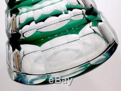 Vintage VAL ST LAMBERT Crystal EMERALD GREEN Cut to Clear SHIP'S LIQUOR DECANTER