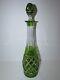 Vintage Val St Lambert Green Cut To Clear Crystal Decanter 1111