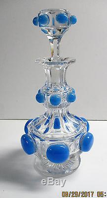 Vintage Val St Lambert enameled, cut glass decanter, bottle, late 1860/1870
