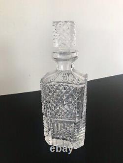 Vintage WATERFORD CRYSTAL Whisky Decanter, Diamond Cut W Stopper SEE ALL PICS