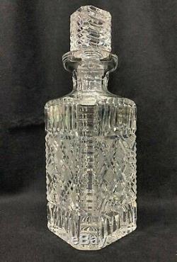Vintage Waterford Crystal Master Cutter Strawberry Cut Square Shaped Decanter