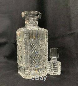 Vintage Waterford Crystal Master Cutter Strawberry Cut Square Shaped Decanter