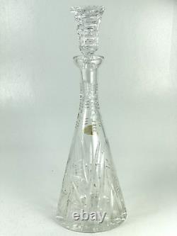Vintage West Germany Hand Cut Lead Crystal Decanter Barware 14.5 with Stopper