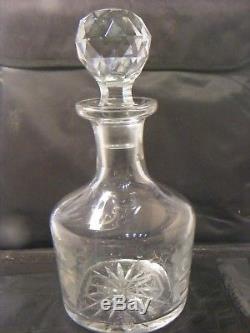 Vintage Whisky Glass Decanter Engraved