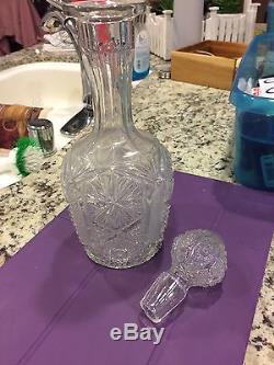 Vintage/antique wine decanter and tray- lead crystal- hand cut glass