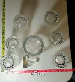 Vintage set of Baccarat Cut Lead Crystal 6 Tumblers & 1 Decanter Signed Stunning