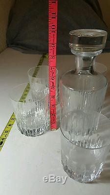 Vintage set of Baccarat Cut Lead Crystal 6 Tumblers & 1 Decanter Signed Stunning