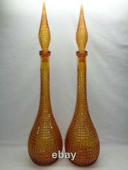 Vtg 22 Empoli Diamond Cut Art Glass Decanters Genie Bottle Mcm 1960s Blenko Era