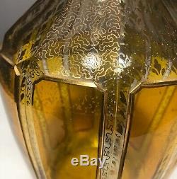 Vtg 22 Gold Decorated MOSER Glass Decanter Tall Stopper Bohemian Regency Chic