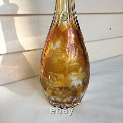 Vtg Bohemian Czech Cut To Clear Yellow Decanter Stunning Buyer Will Be Pleased