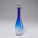 Vtg Cobalt Blue Ombre Glass Wine Whisky Decanter Bottle Cut Crystal Stopper 12h