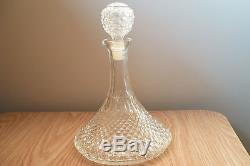 Vtg Crystal Glass Ships Decanter Diamond Cut Pattern