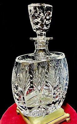 Vtg Heavy Cut Clear 24% Lead Crystal Decanter & Stopper Poland Exceptional