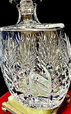 Vtg Heavy Cut Clear 24% Lead Crystal Decanter & Stopper Poland Exceptional