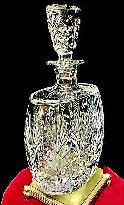 Vtg Heavy Cut Clear 24% Lead Crystal Decanter & Stopper Poland Exceptional