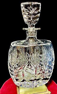 Vtg Heavy Cut Clear 24% Lead Crystal Decanter & Stopper Poland Exceptional