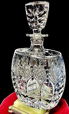 Vtg Heavy Cut Clear 24% Lead Crystal Decanter & Stopper Poland Exceptional