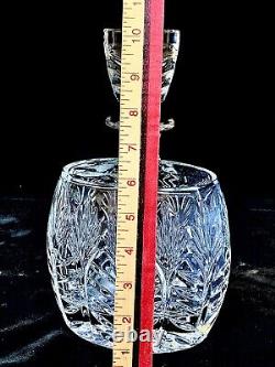 Vtg Heavy Cut Clear 24% Lead Crystal Decanter & Stopper Poland Exceptional