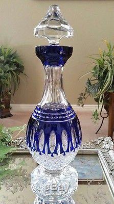 WATERFORD CLARENDON Cobalt Blue Cut to Clear Crystal Decanter, EXCELLENT