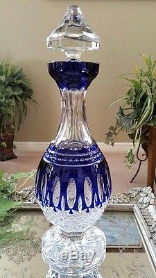 WATERFORD CLARENDON Cobalt Blue Cut to Clear Crystal Decanter, EXCELLENT