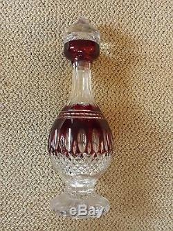 WATERFORD CLARENDON Ruby Red Cut to Clear Crystal Decanter