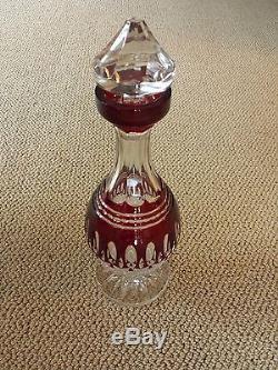 WATERFORD CLARENDON Ruby Red Cut to Clear Crystal Decanter