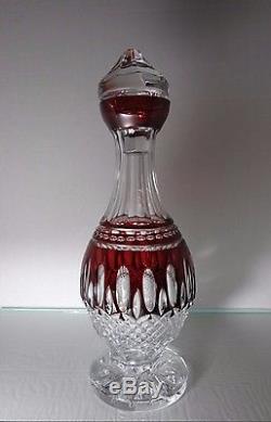 WATERFORD CLARENDON Ruby Red Cut to Clear Crystal Decanter Signed