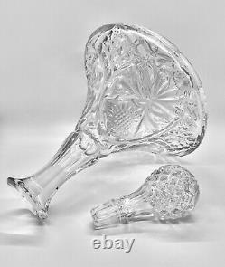 WATERFORD CRYSTAL CUT LISMORE SHIPS DECANTER w MULTI CUT STOPPER 11 1/2 RARE