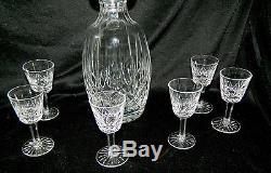 WATERFORD Cut Crystal Glass LISMORE 7 Piece Sherry Set (Decanter + 6 Glasses)