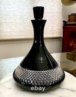 WATERFORD Jn Rocha BLACK CRYSTAL DECANTER w BOX Elegant Diamond Cut Glass SIGNED