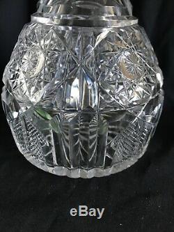 Walsh Crystal Decanter, Silver Top, Hallmarked R. P c1912, 10 1/4 Tall