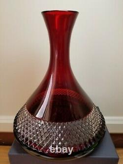 Waterford Crystal John Rocha Red Cut Decanter with Stopper Signed O'Keeffe