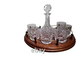 Waterford Crystal Lismore 8pc Decanter Set With Base Tumbler Glasses