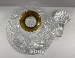 Waterford Crystal Ships Whiskey Wine Decanter Gold Brass Band Top with Stopper