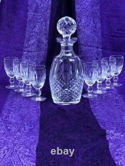 Waterford Decanter with Stopper & Eight (8) Sherry Glasses Colleen Cut BEAUTIFUL