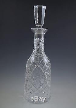 Waterford Ireland Cut Crystal Decanter Thistle, Criss Cross, Rare, Marked