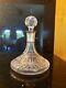 Waterford Ireland Cut Crystal Ships Decanter With Custom Sterling Silver Collar