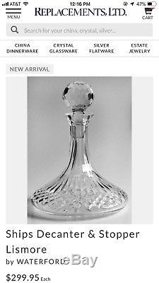Waterford Lismore Cut Crystal Ships Decanter AppX 10. 1/4 Tall STUNNING