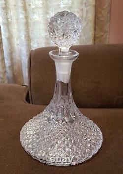 Waterford vintage crystal ship's decanter with wide base diamond cut sparkles