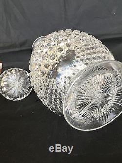 Webb, Thomas Of England Cut Glass Decanter With 8 Cordials Hob Diamond 1900-40