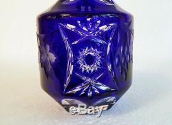 Whiskey Decanter Nachtmann Traube COBALT BLUE CUT TO CLEAR CRYSTAL Germany