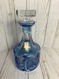 Whiskey Decanter Nachtmann Traube Light BLUE CUT TO CLEAR CRYSTAL Germany
