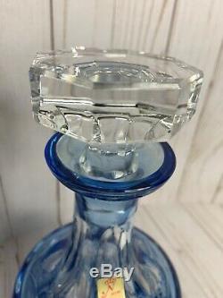 Whiskey Decanter Nachtmann Traube Light BLUE CUT TO CLEAR CRYSTAL Germany