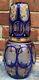 Wonderful 19th Century Bohemian Cobalt Cut To Clear Decanter Wit Etched Panels