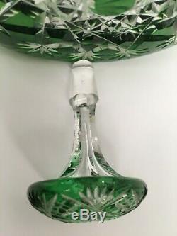 Wonderful Baccarat Crystal GREEN Cut-to-Clear TSAR Decanter with Stopper 17