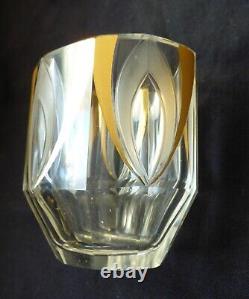 ° dEcAnTeR sEt Modernist KARL PALDA Art Deco Cut Glass Gold Streamline Crystal